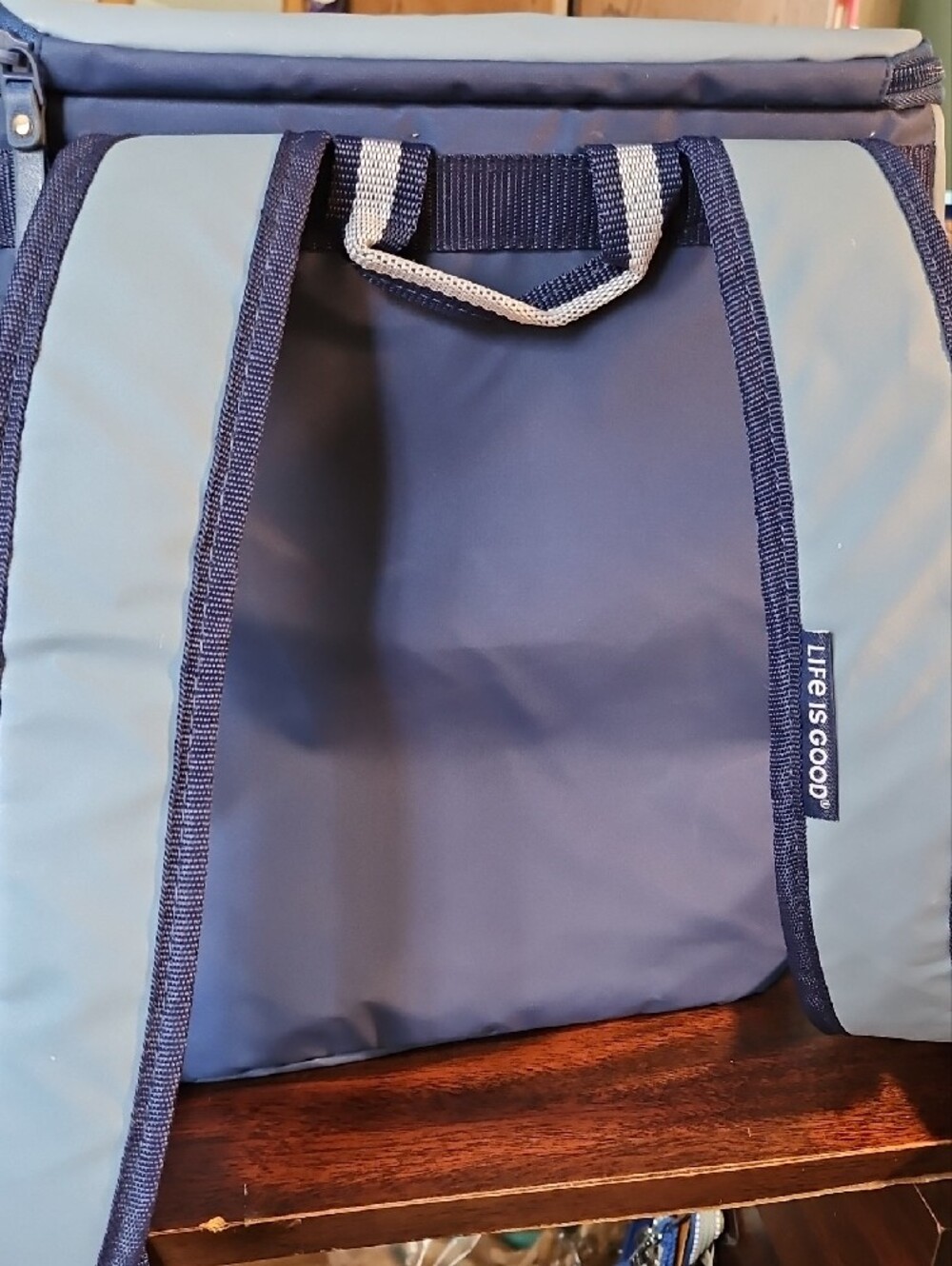 Life Is Good Gray and Navy Backpack with Yellow Dog Graphic - Picture 5 of 8